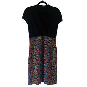 Moreline women’s colorful leaf design midi length dress size medium